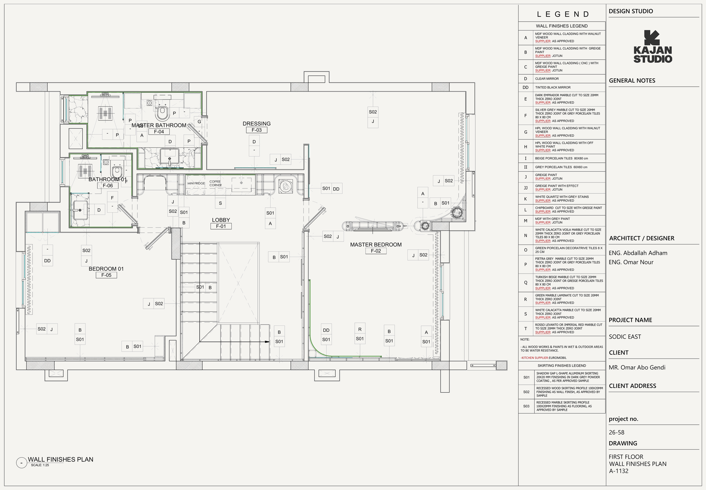 Technical drawing Wall Finishes Plan — Plans