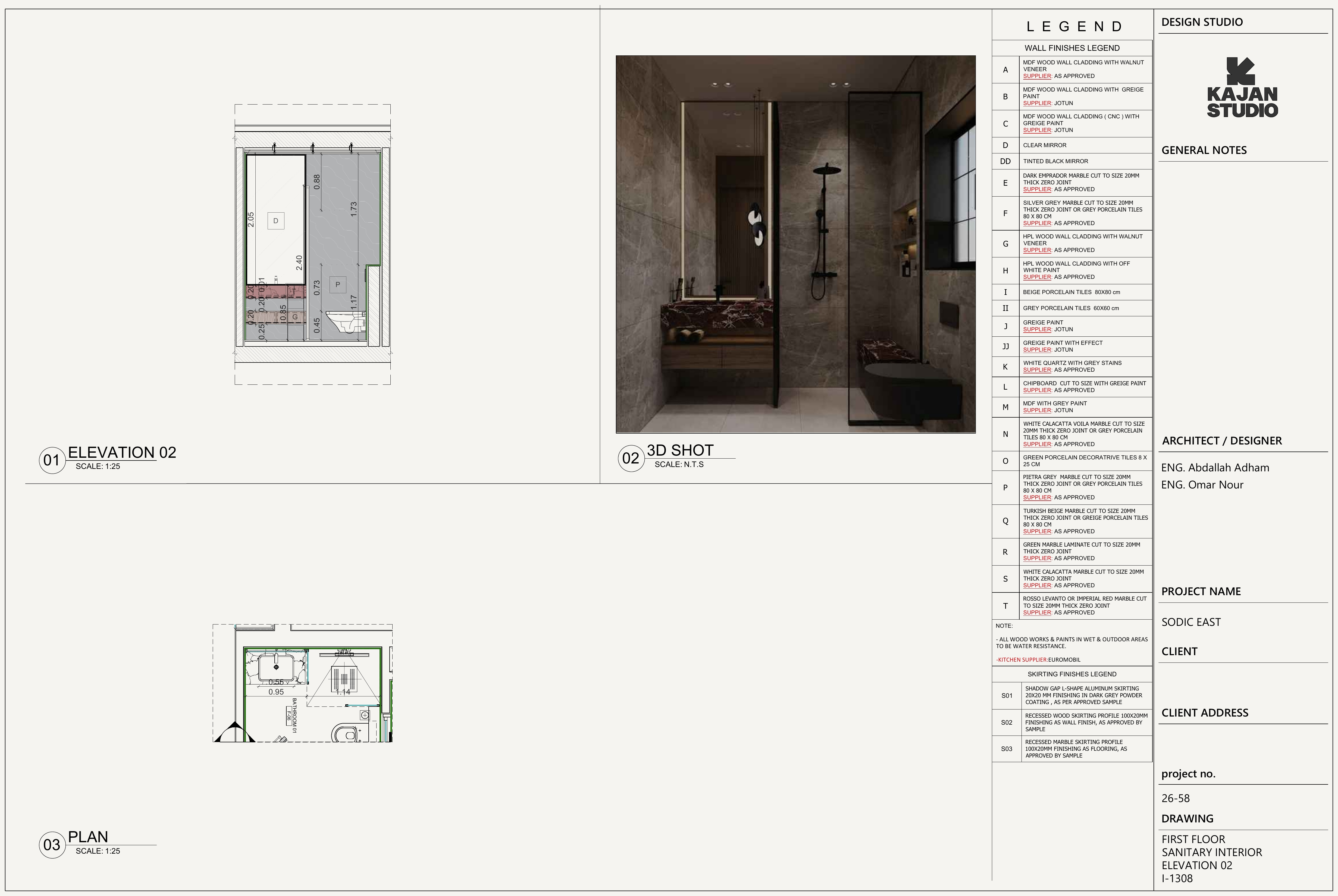 Technical drawing Bathroom Elevation 02 — Sanitary-Space Elevation